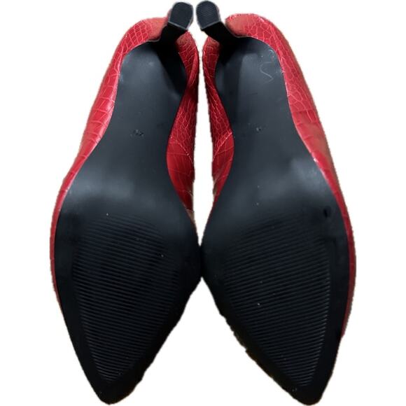 NWOT Rampage Red Croc Embossed Pointed Toe Pump Heels Shoes. Size 6.5 - Picture 7 of 8